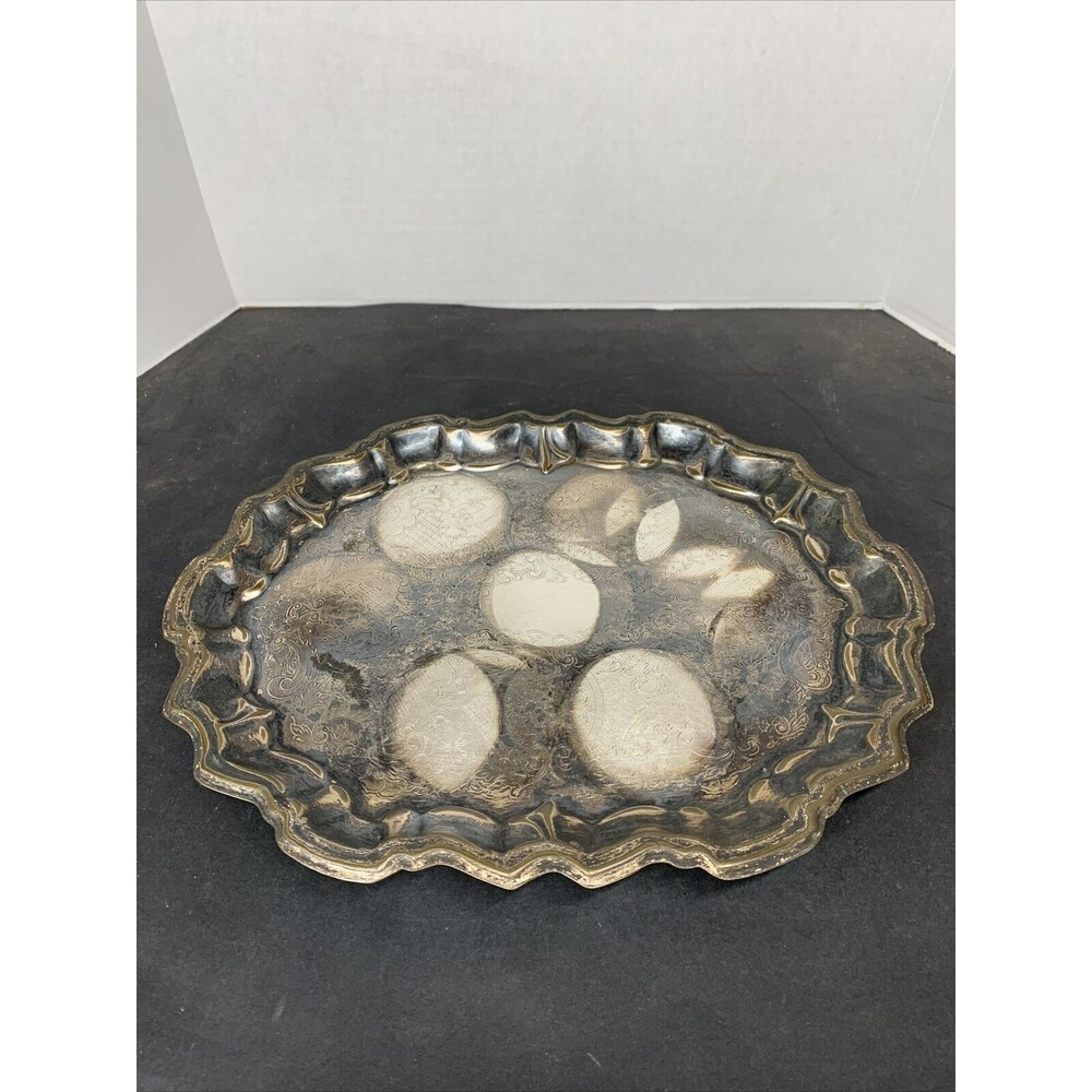 Vintage F B Rogers Silver Footed Tray, Needs Polishing, Sold As Is